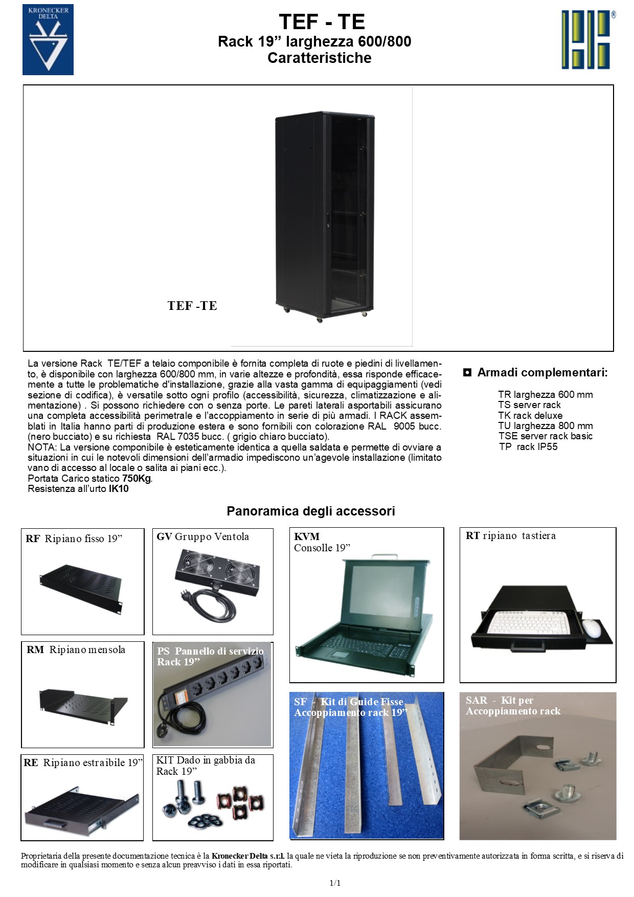 Network rack componibile larghezza 600/800 mm per installazioni convenzionali