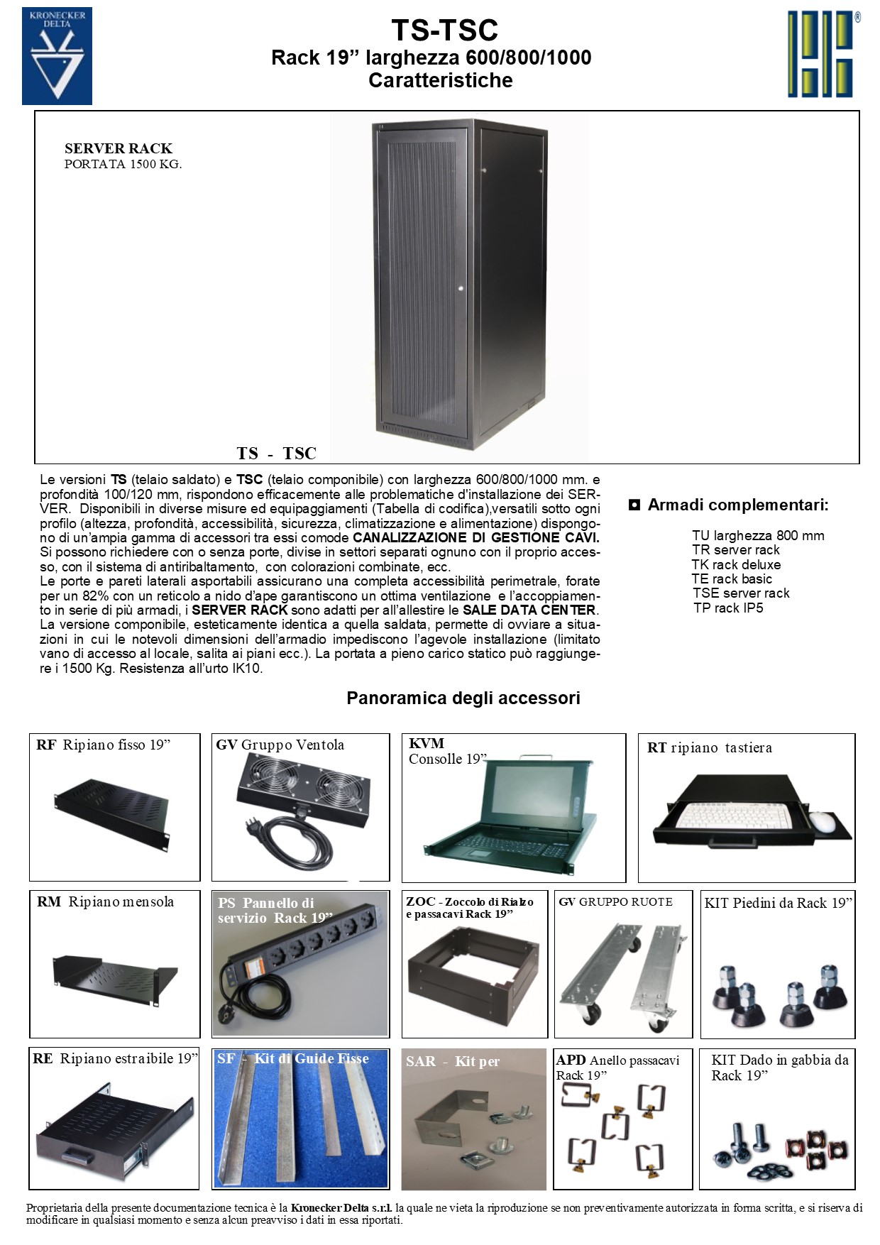 Network rack larghezza 600/800 mm per installazioni convenzionali serie TS