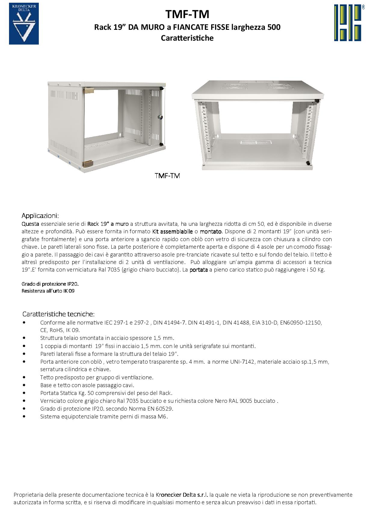 Network rack larghezza 500 mm per installazioni convenzionali